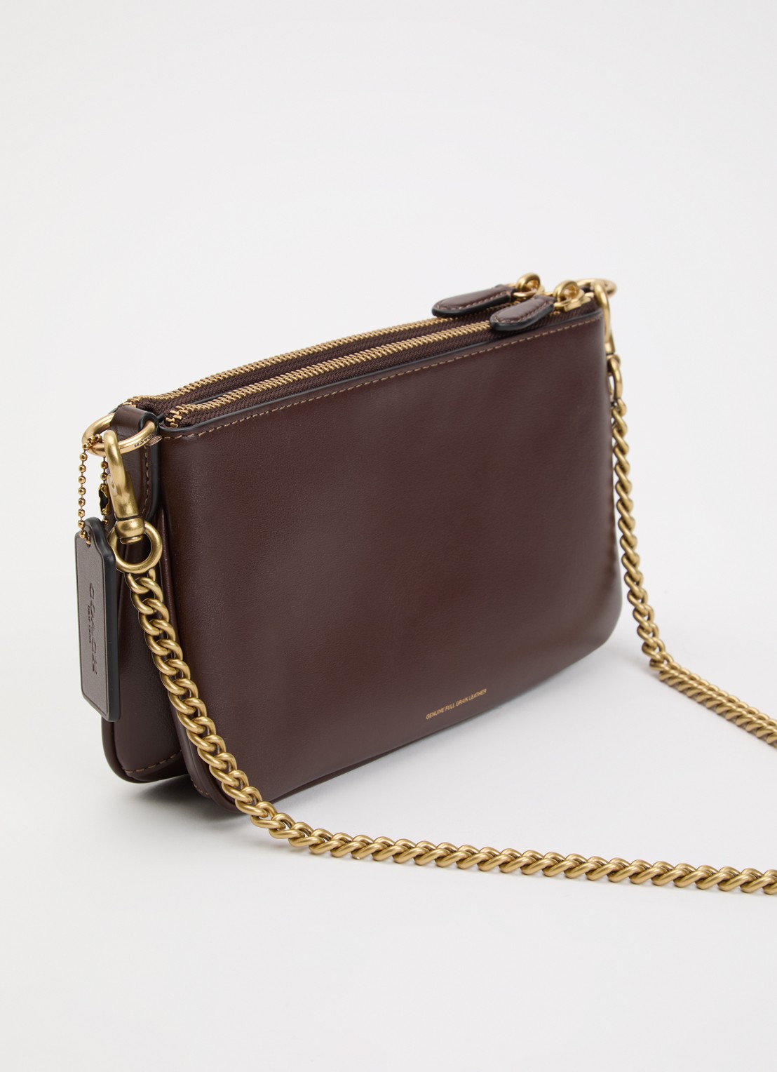 Coach Audrey crossbodytas van kalfsleer met afneembare schouderriem - achterkant 2 chocoladebruin