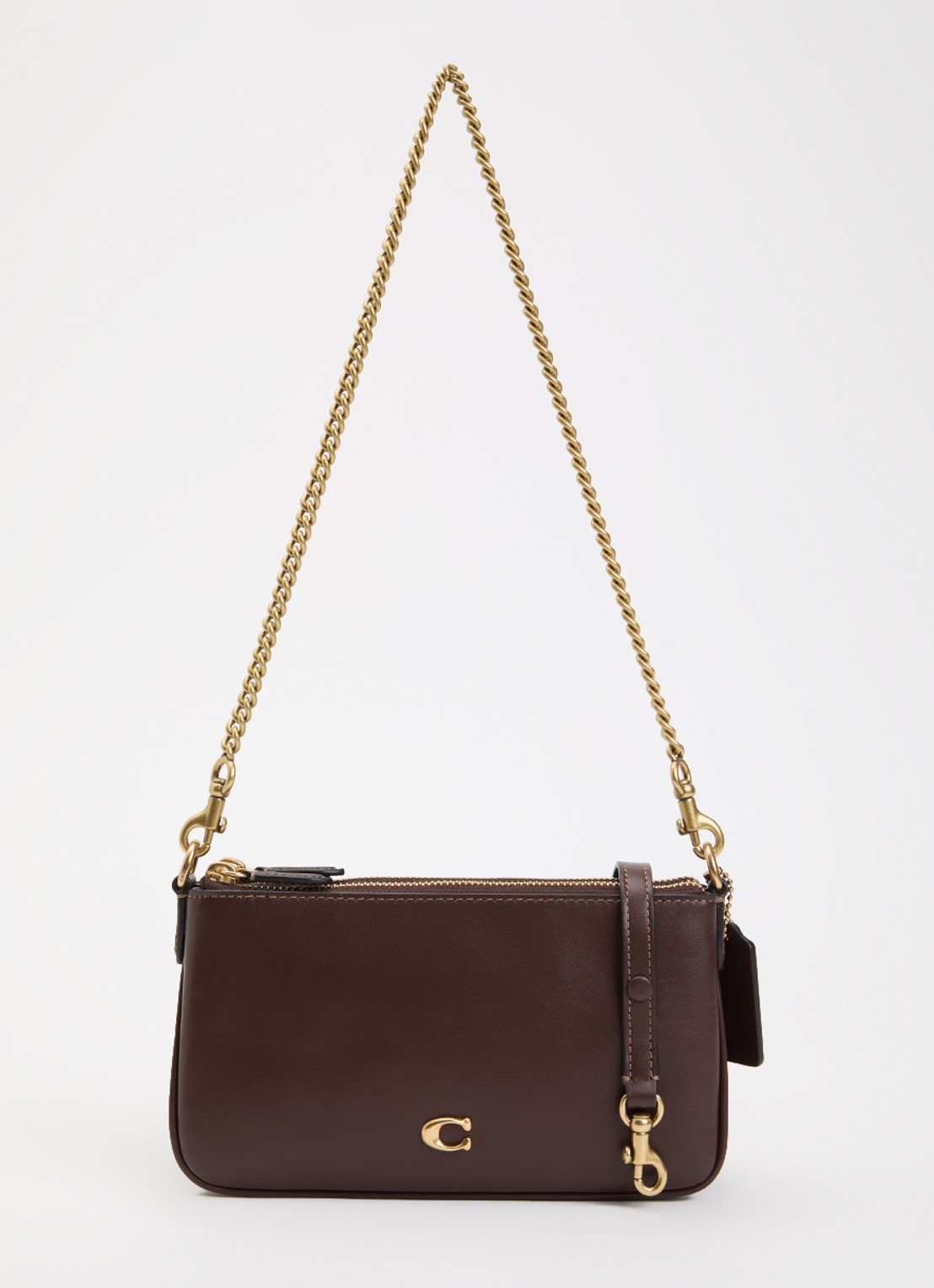 Coach Audrey crossbodytas van kalfsleer met afneembare schouderriem - voorkant chocoladebruin