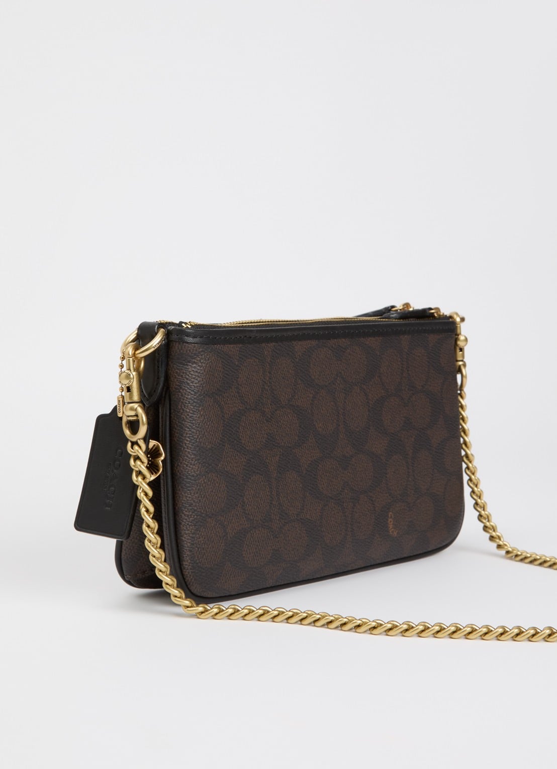 Coach Audrey schoudertas met logoprint en afneembare schouderriem - achterkant donkerbruin