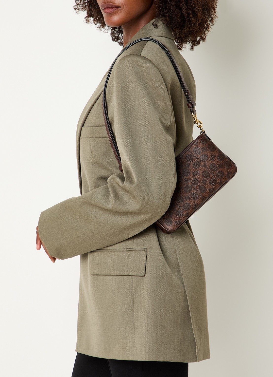 Coach Audry crossbodytas van leer met logoprint - voorkant 7 bruin
