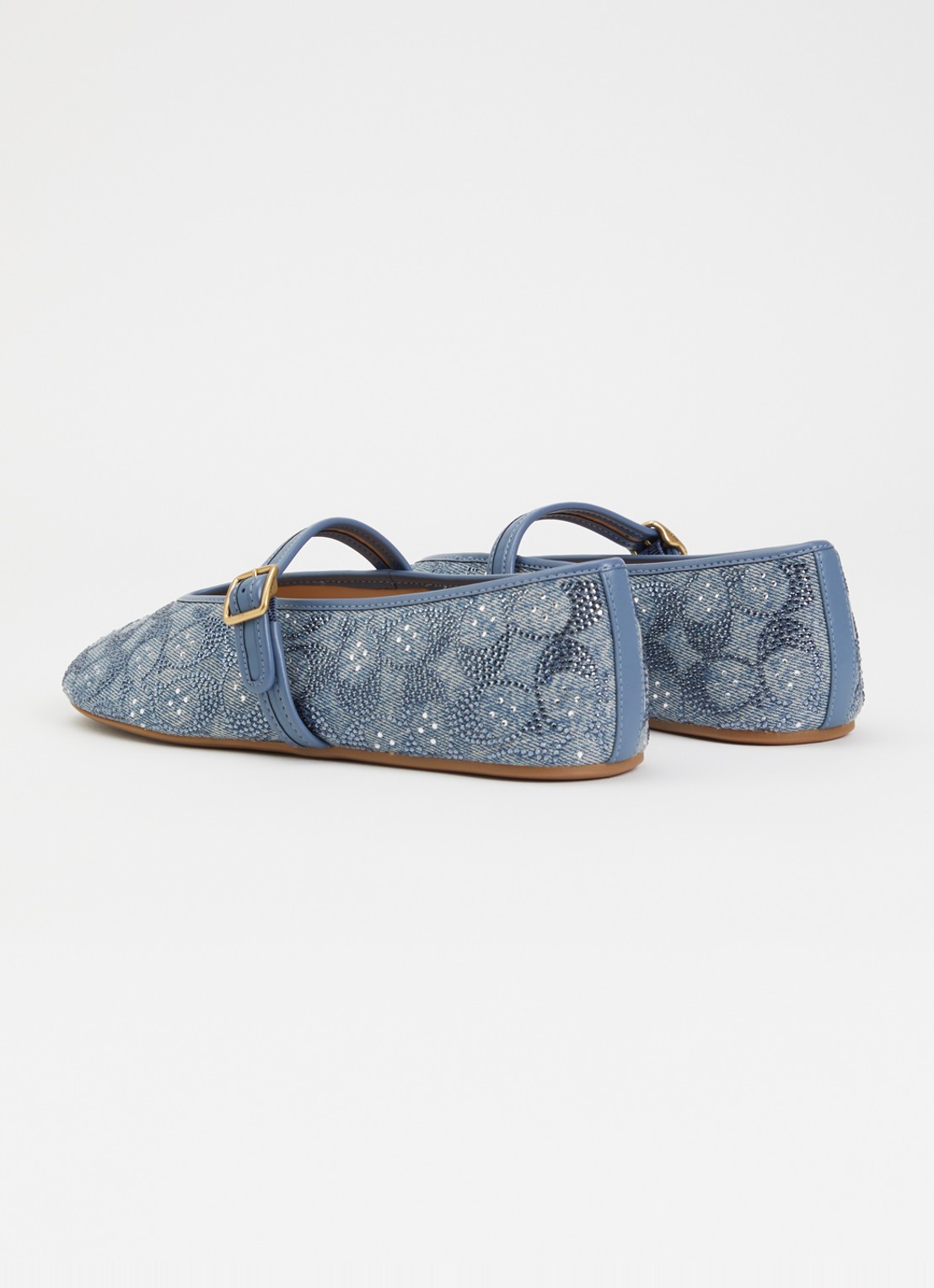 Coach Ballerina van denim met strass - achterkant 5 blauw