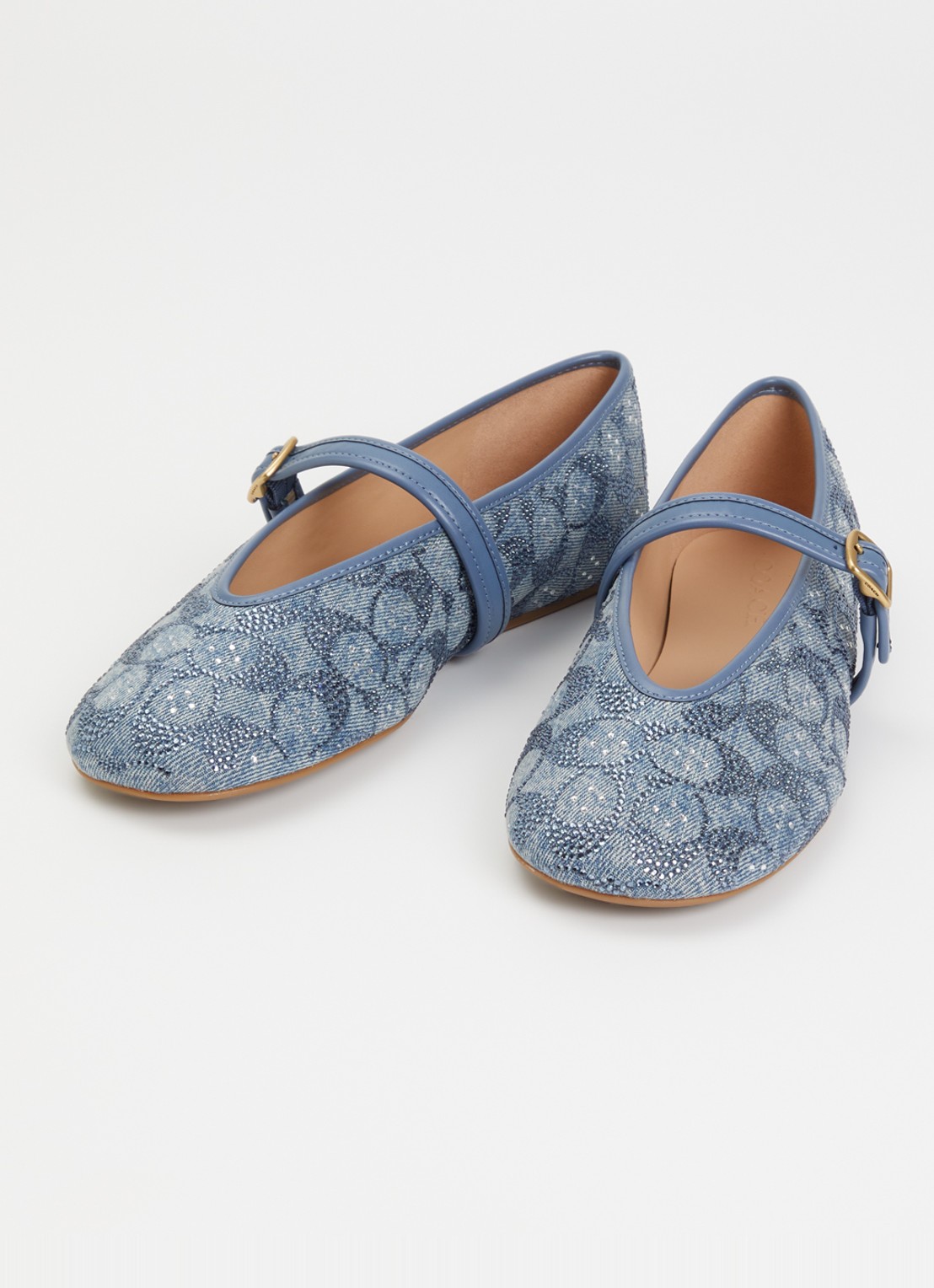 Coach Ballerina van denim met strass - detail 2 blauw
