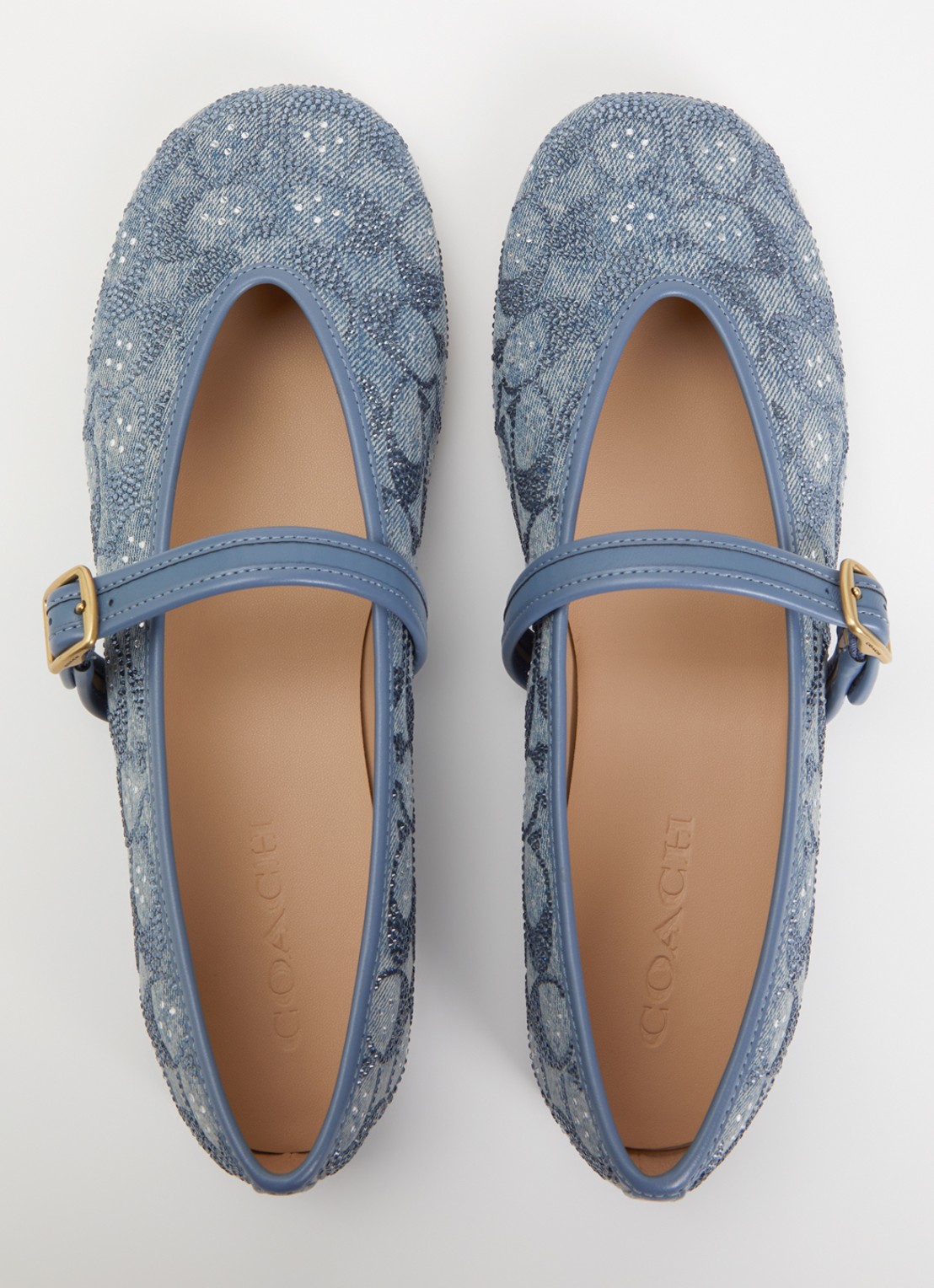 Coach Ballerina van denim met strass - detail 3 blauw