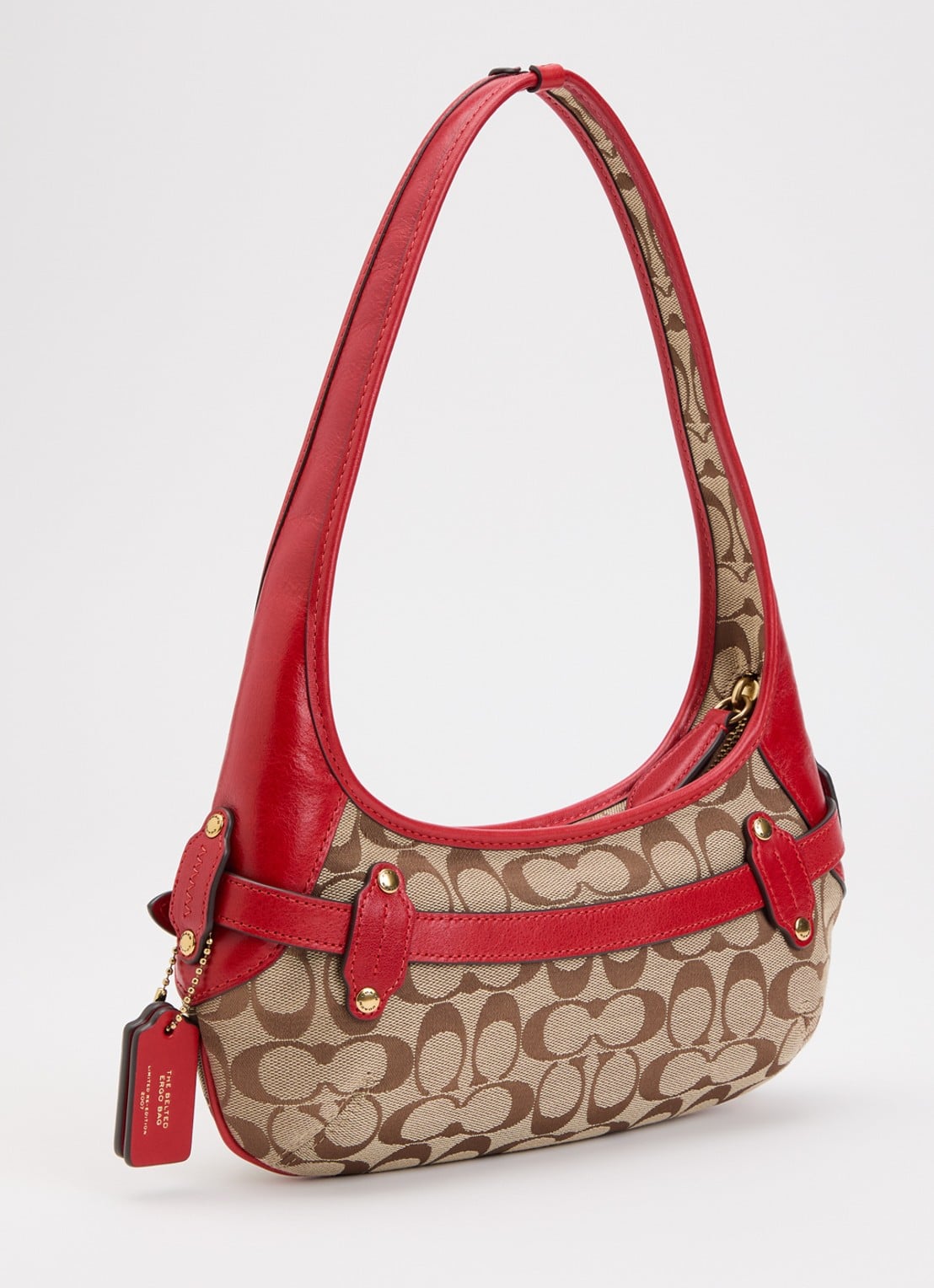 Coach Belted Ergo 26 schoudertas met leren details en logoprint - achterkant 5 beige