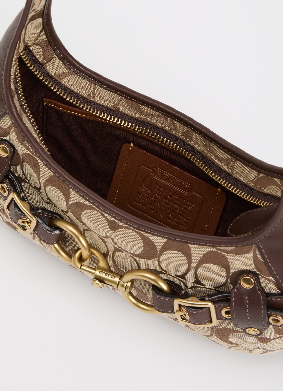 Coach Belted Ergo 26 schoudertas met leren details en logoprint - detail bruin