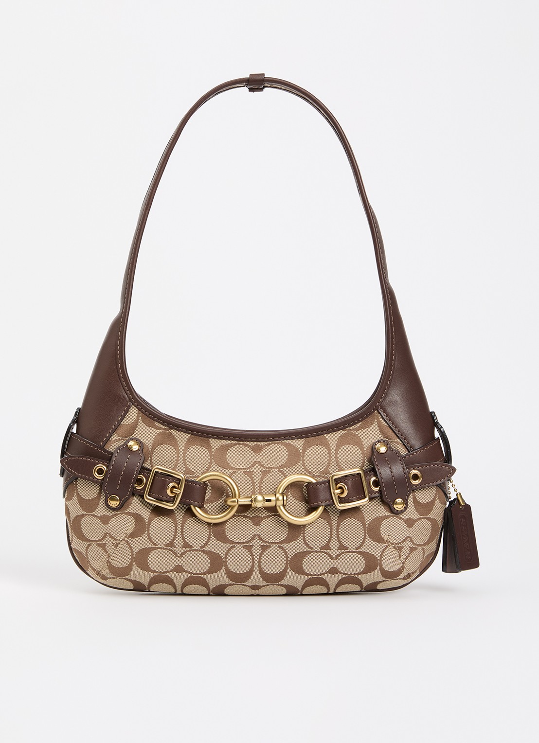 Coach Belted Ergo 26 schoudertas met leren details en logoprint - voorkant 5 bruin
