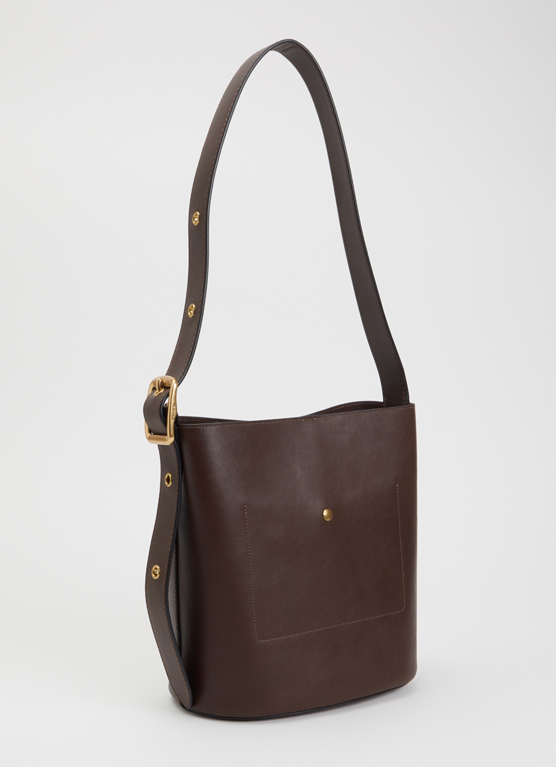 Coach Bleecker Bucket schoudertas van leer met uitneembare etui - achterkant 3 donkerbruin