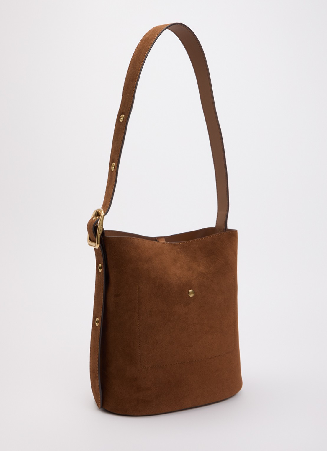 Coach Bleecker Bucket schoudertas van suède met uitneembare etui - achterkant 4 roestbruin
