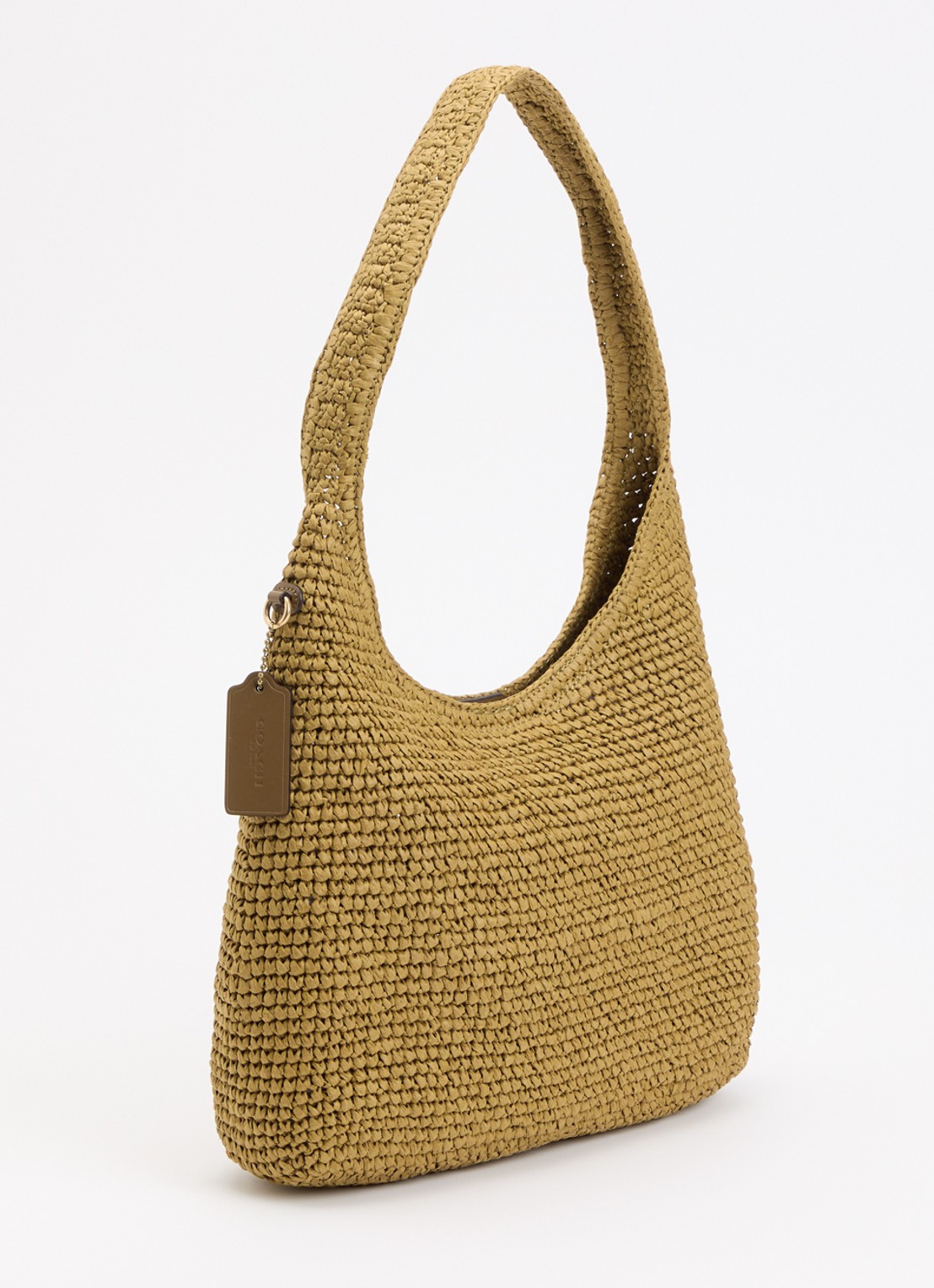 Coach Brooklyn 28 schoudertas van stro met logo  - achterkant 6 olijfgroen