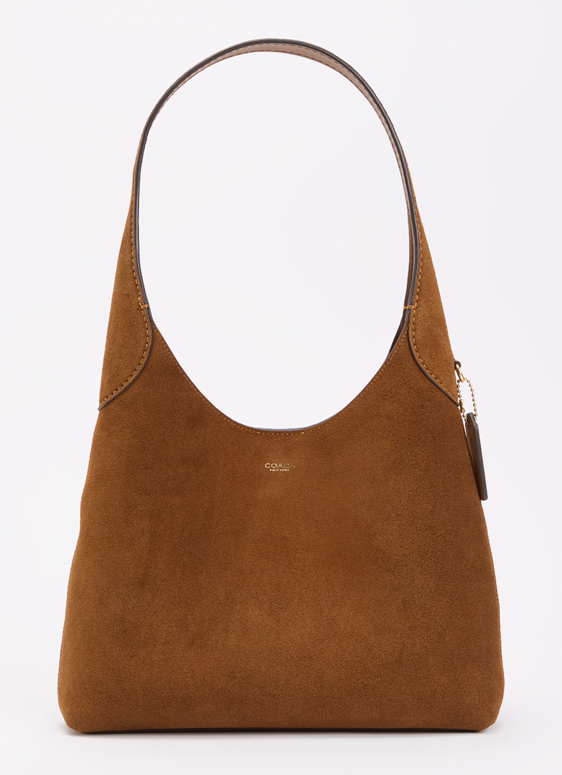 Coach Brooklyn 28 schoudertas van suède - voorkant 4 cognac