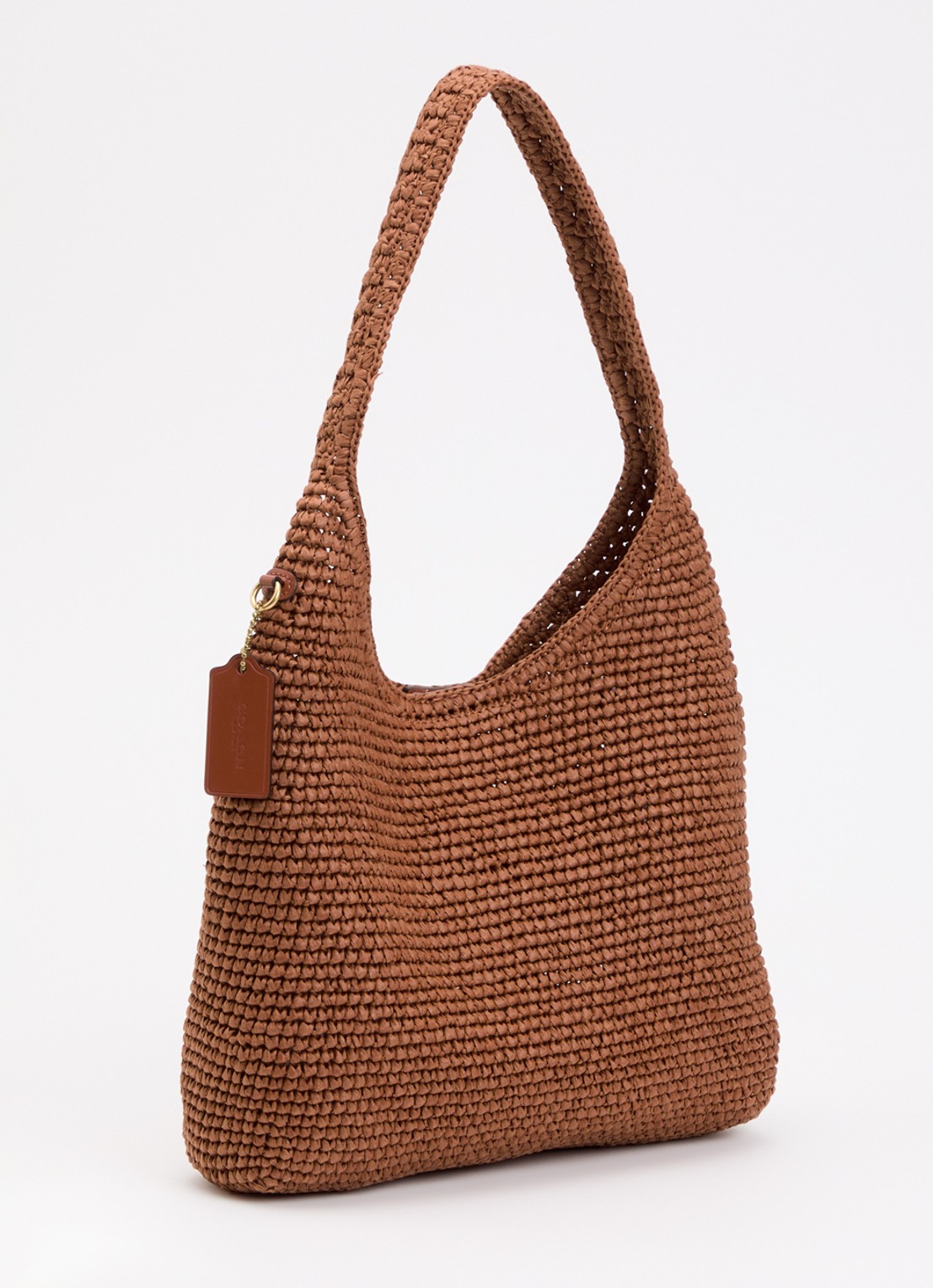 Coach Brooklyn 29 schoudertas van stro met logo  - achterkant steenrood