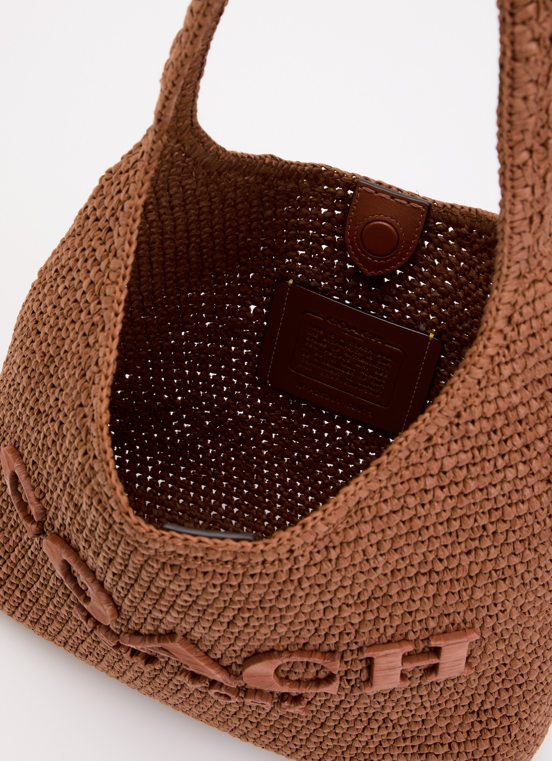 Coach Brooklyn 29 schoudertas van stro met logo  - detail 2 steenrood