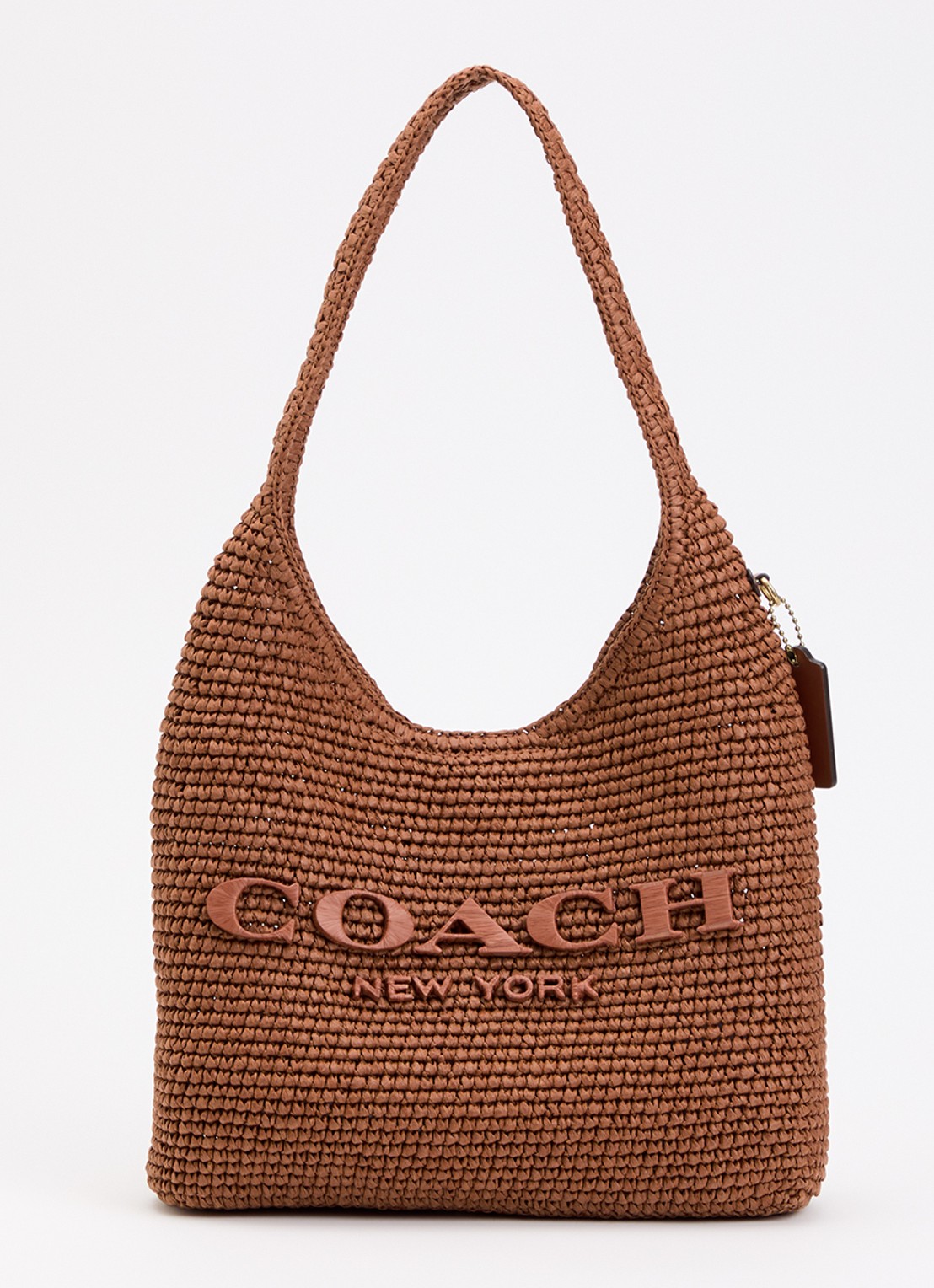 Coach Brooklyn 29 schoudertas van stro met logo  - voorkant 5 steenrood