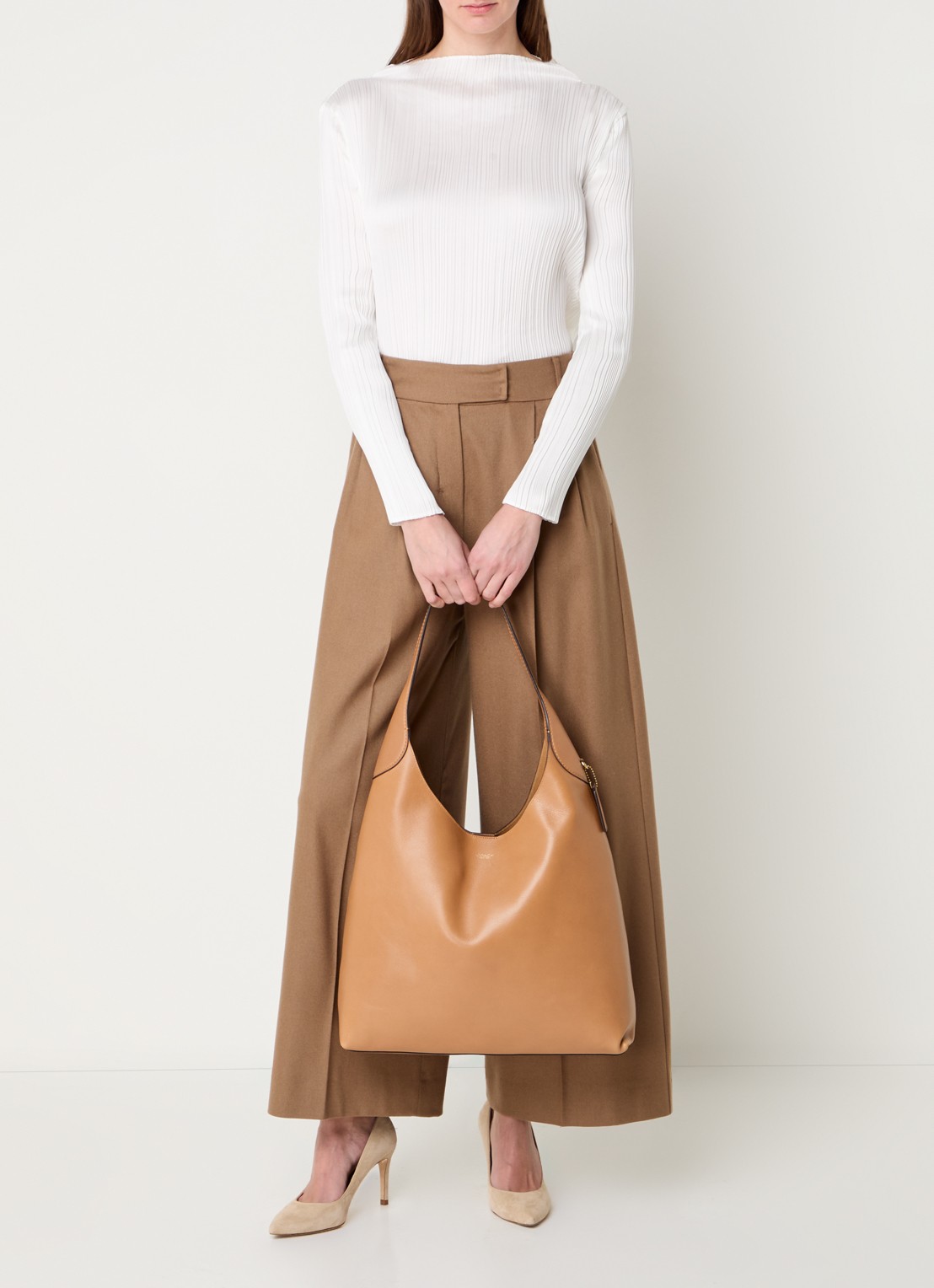 Coach Brooklyn 39 schoudertas van leer met logo - voorkant 5 cognac