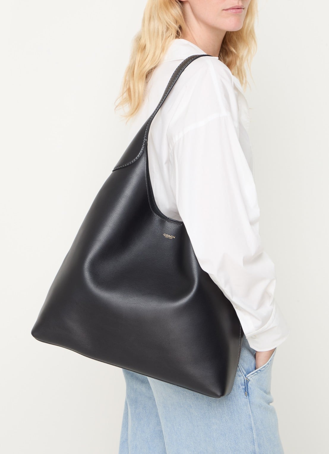 Coach Brooklyn 39 schoudertas van leer - voorkant 5 zwart