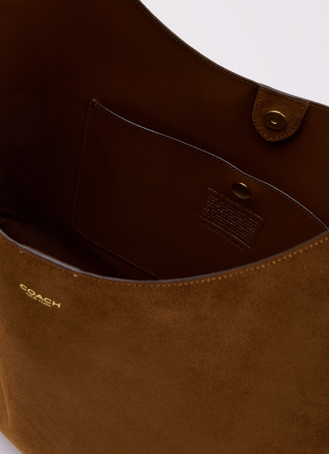 Coach Brooklyn 39 schoudertas van suède - detail 3 cognac