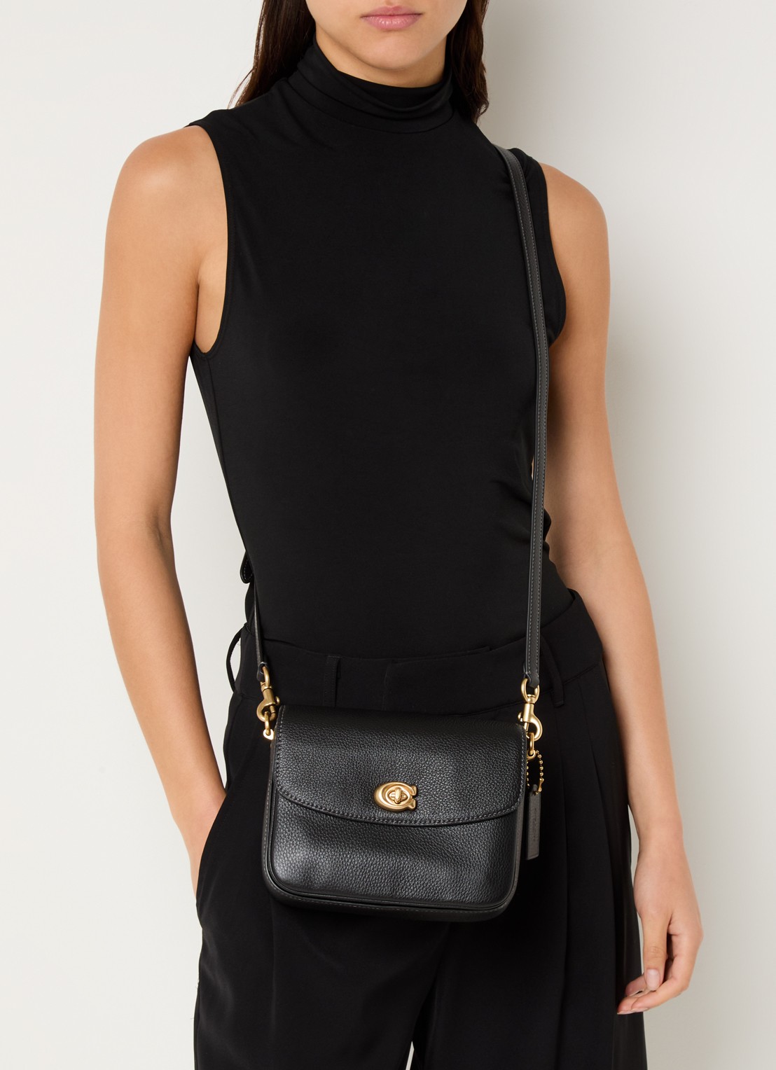 Coach Cassie 19 crossbodytas van leer  - voorkant 3 zwart