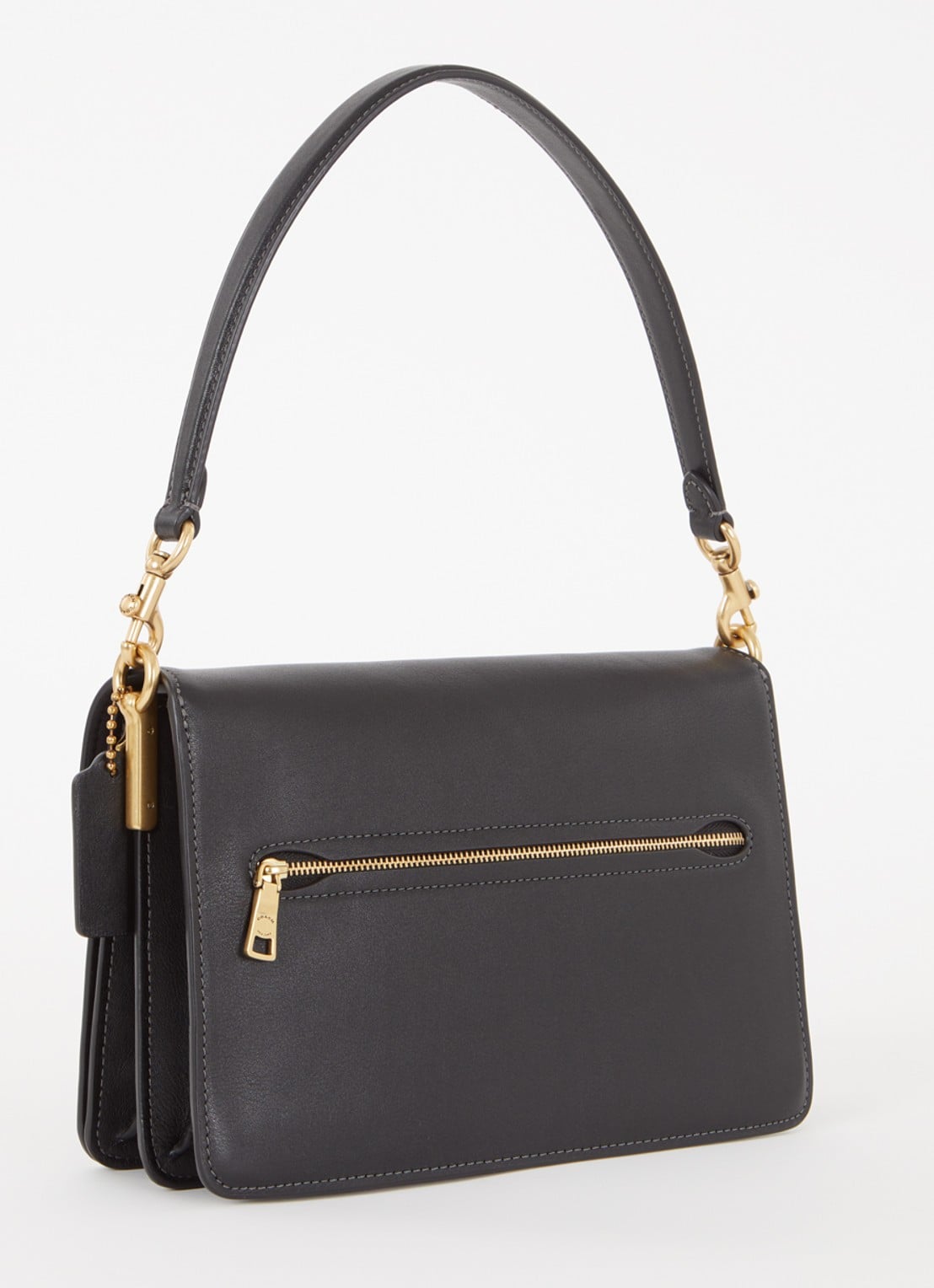 Coach Chain Tabby schoudertas van leer met afneembare schouderriem - achterkant 4 zwart