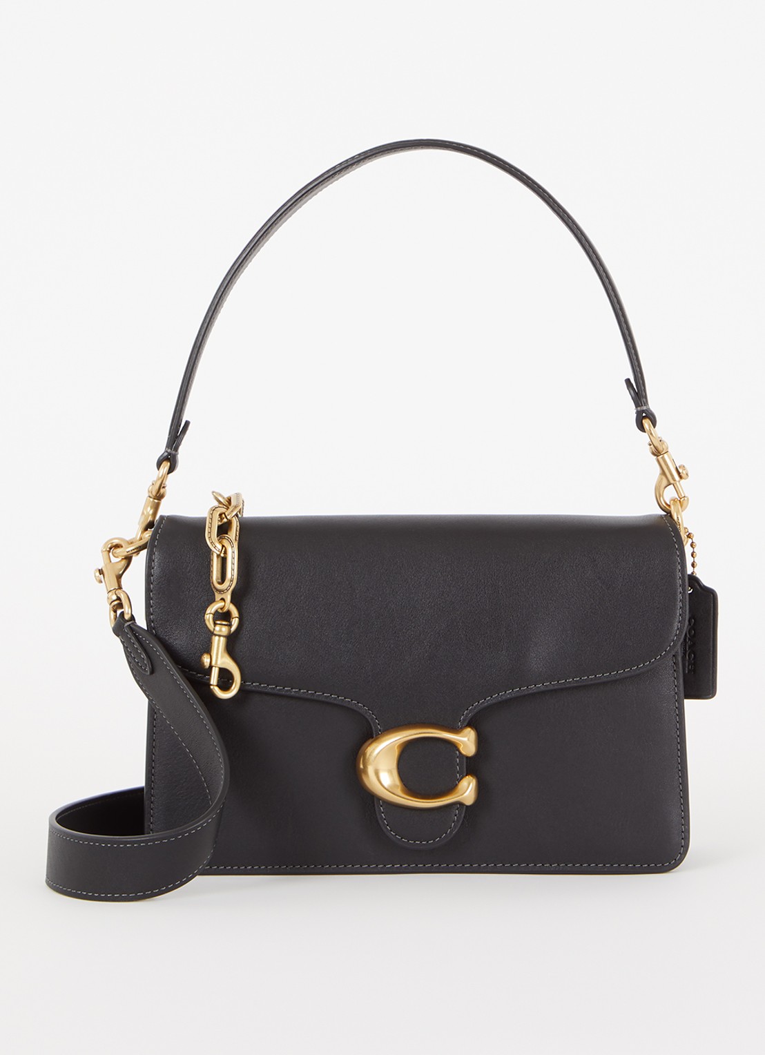 Coach Chain Tabby schoudertas van leer met afneembare schouderriem - voorkant zwart