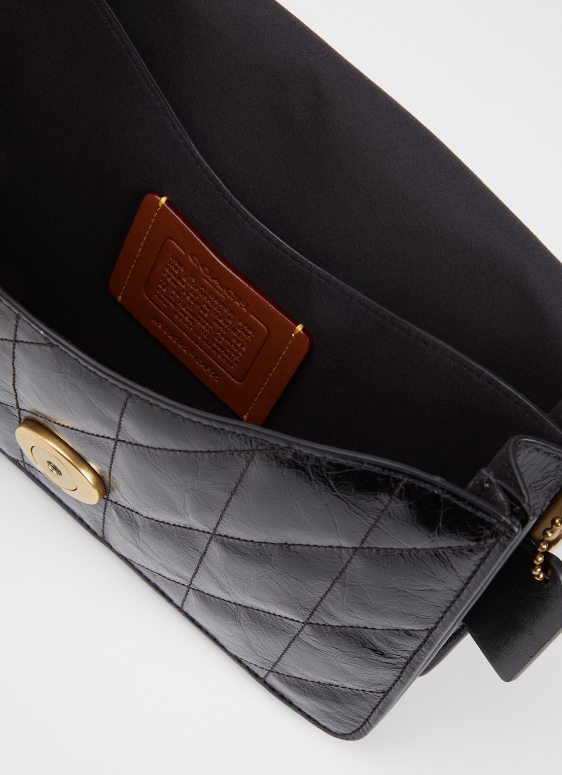 Coach Chain Tabby schoudertas van leer met quilt patroon en afneembare schouderriem - detail 2 zwart