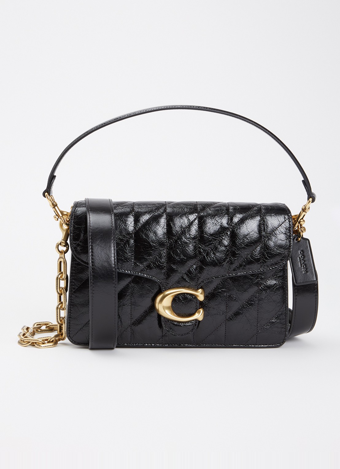 Coach Chain Tabby schoudertas van leer met quilt patroon en afneembare schouderriem - voorkant 5 zwart