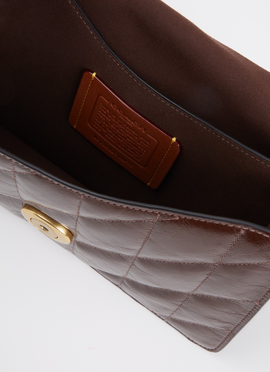 Coach Chain Tabby schoudertas van leer met quilt patroon en afneembare schouderriem - detail 4 donkerbruin
