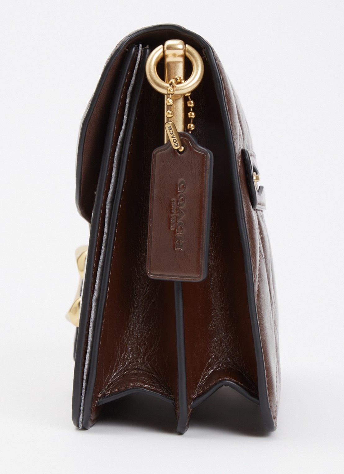 Coach Chain Tabby schoudertas van leer met quilt patroon en afneembare schouderriem - detail 5 donkerbruin