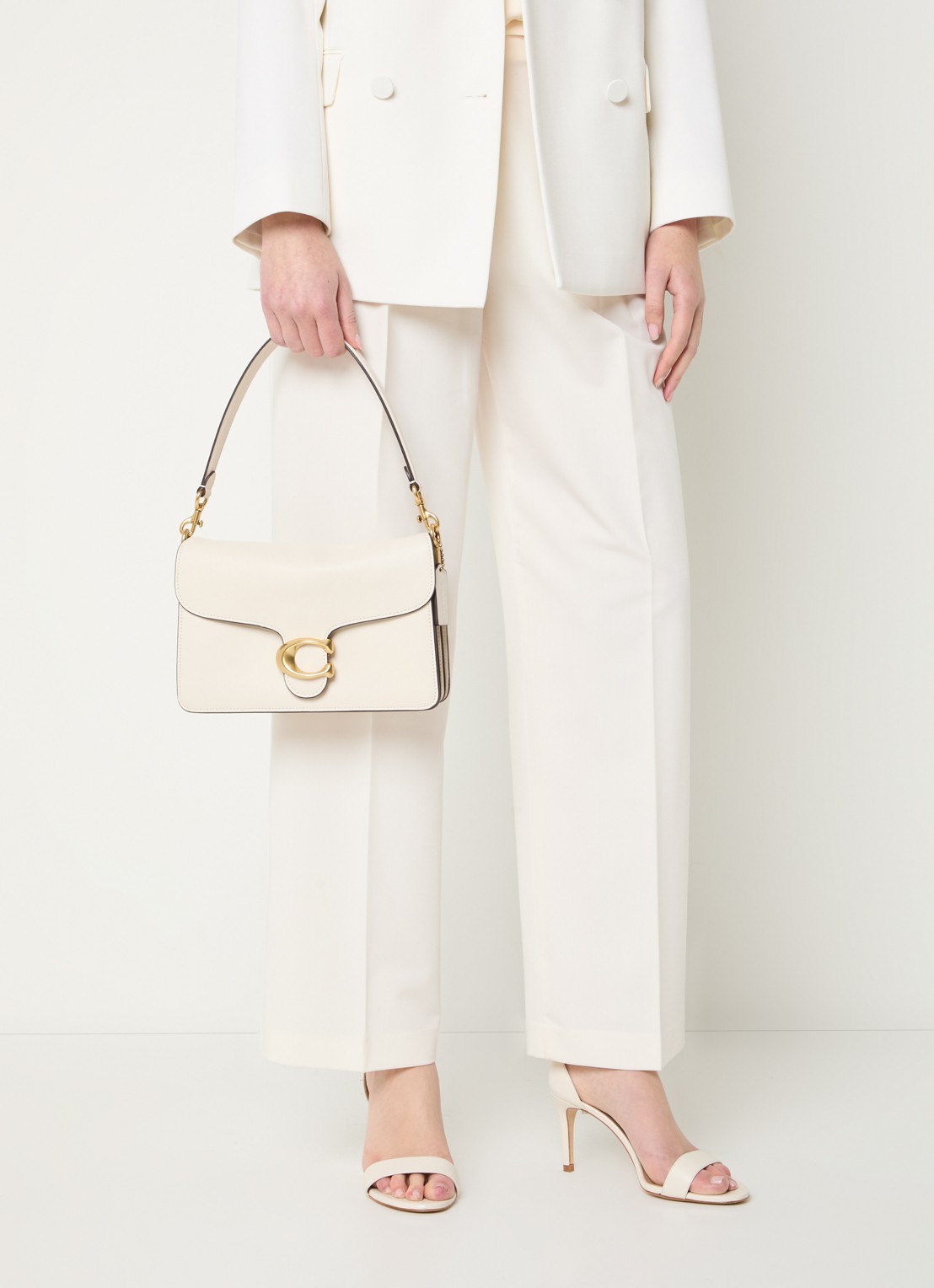 Coach  Chain Tabby schoudertas van leer - voorkant 5 creme