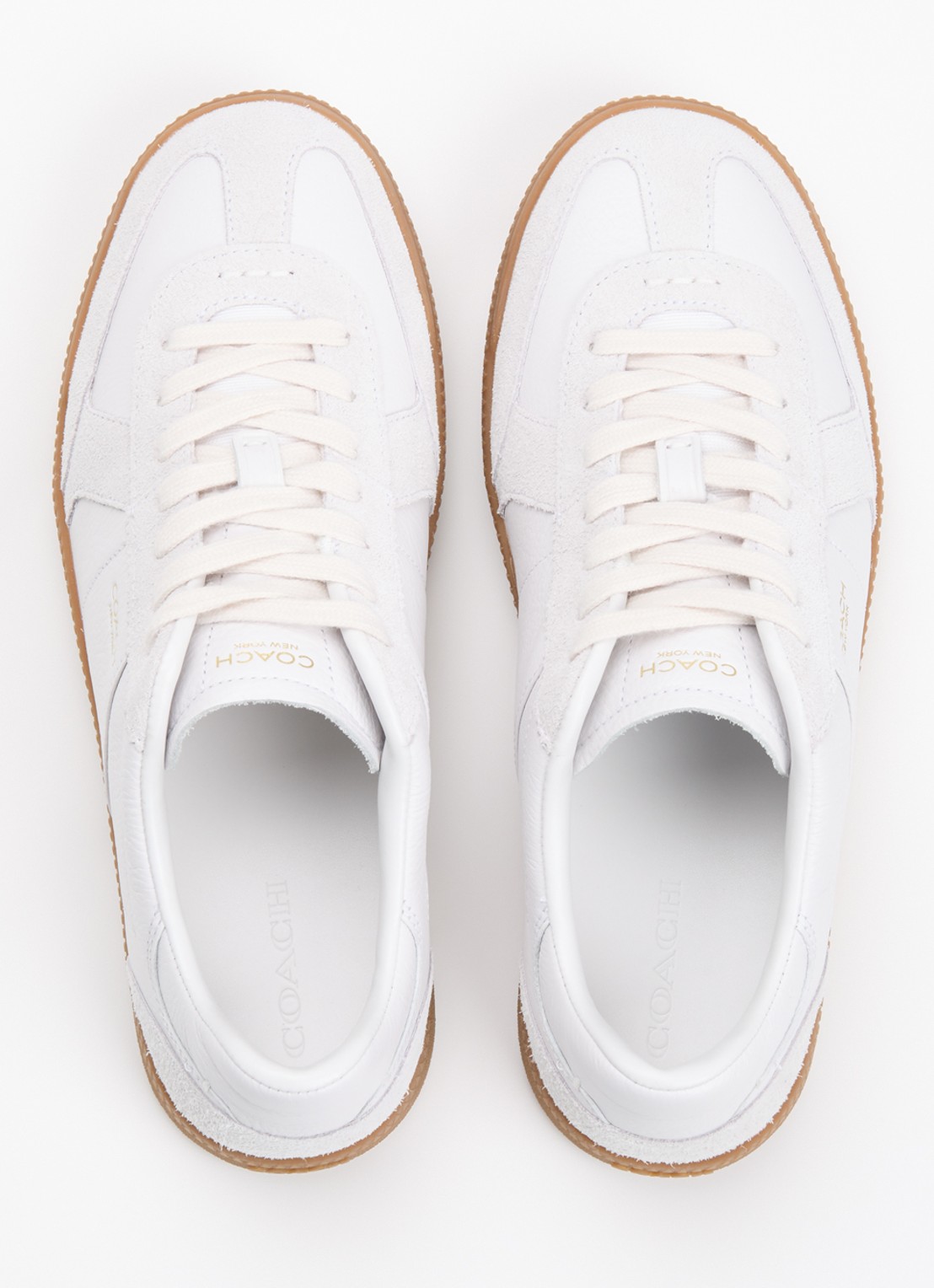 Coach Ellis sneaker van leer met suède details - detail 3 gebroken wit