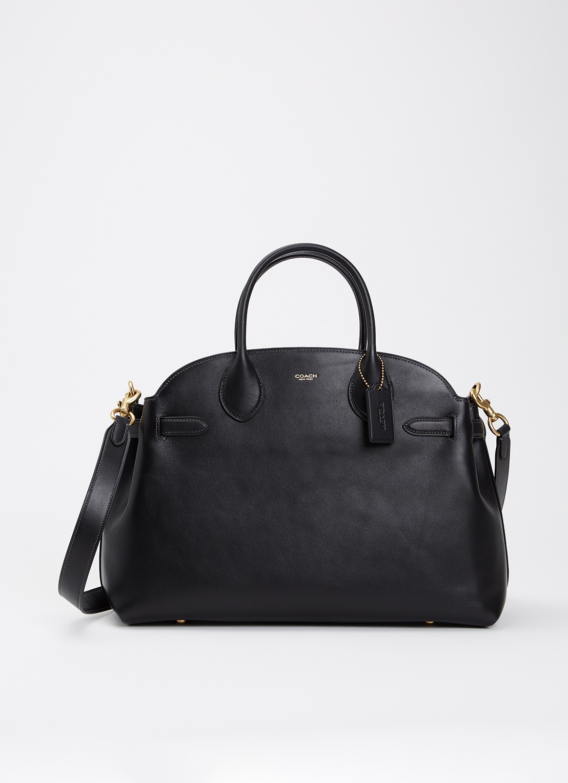 Coach Empire handtas van leer met afneembare schouderriem - voorkant 5 zwart