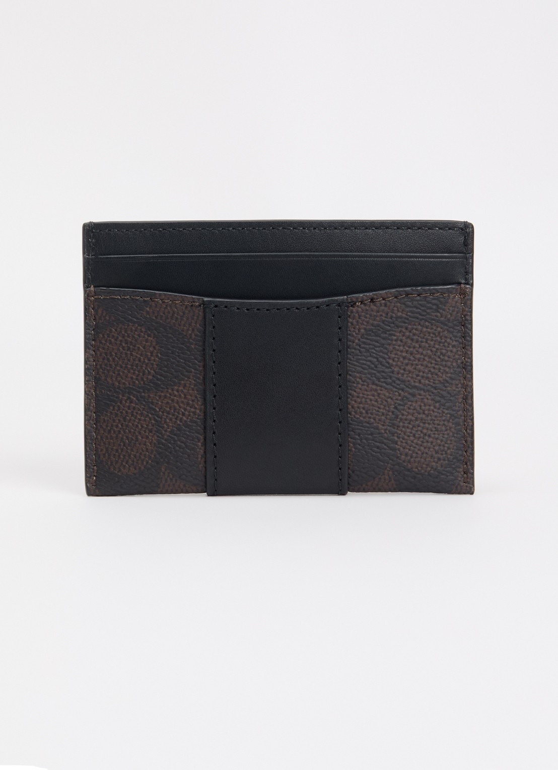 Coach Essential pasjeshouder met logoprint - achterkant donkerbruin