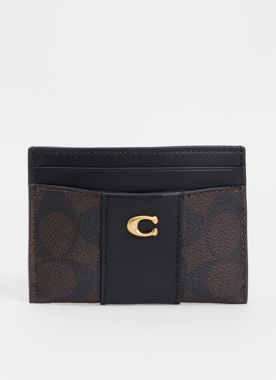 Coach Essential pasjeshouder met logoprint - voorkant 2 donkerbruin