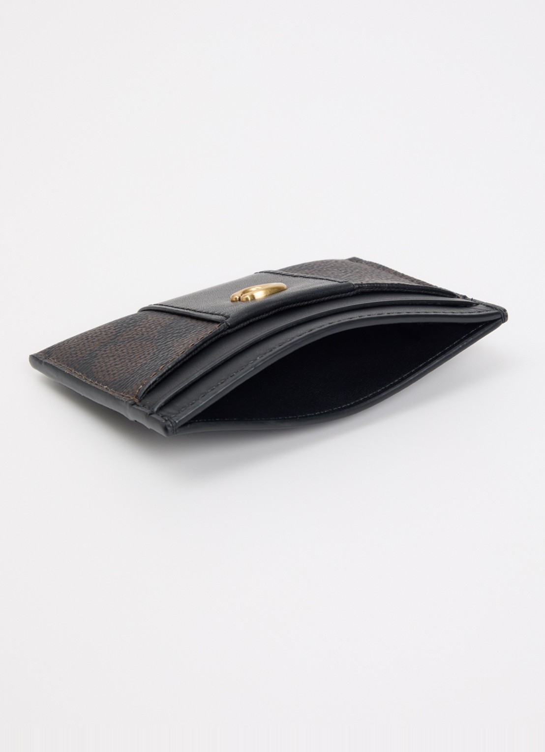 Coach Essential pasjeshouder met logoprint - voorkant 3 donkerbruin