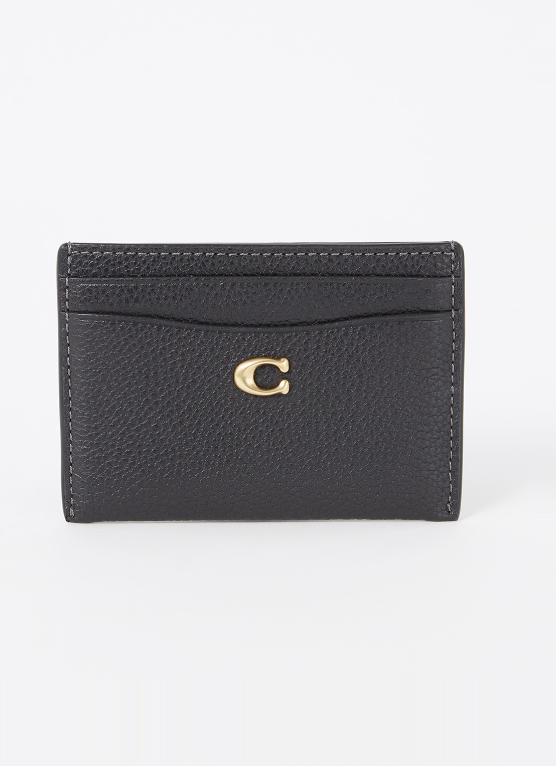 Coach Essential pasjeshouder van leer met logo - voorkant zwart
