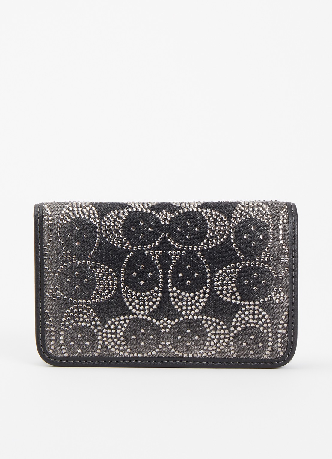 Coach Essiential portemonnee van leer met strass  - voorkant zwart