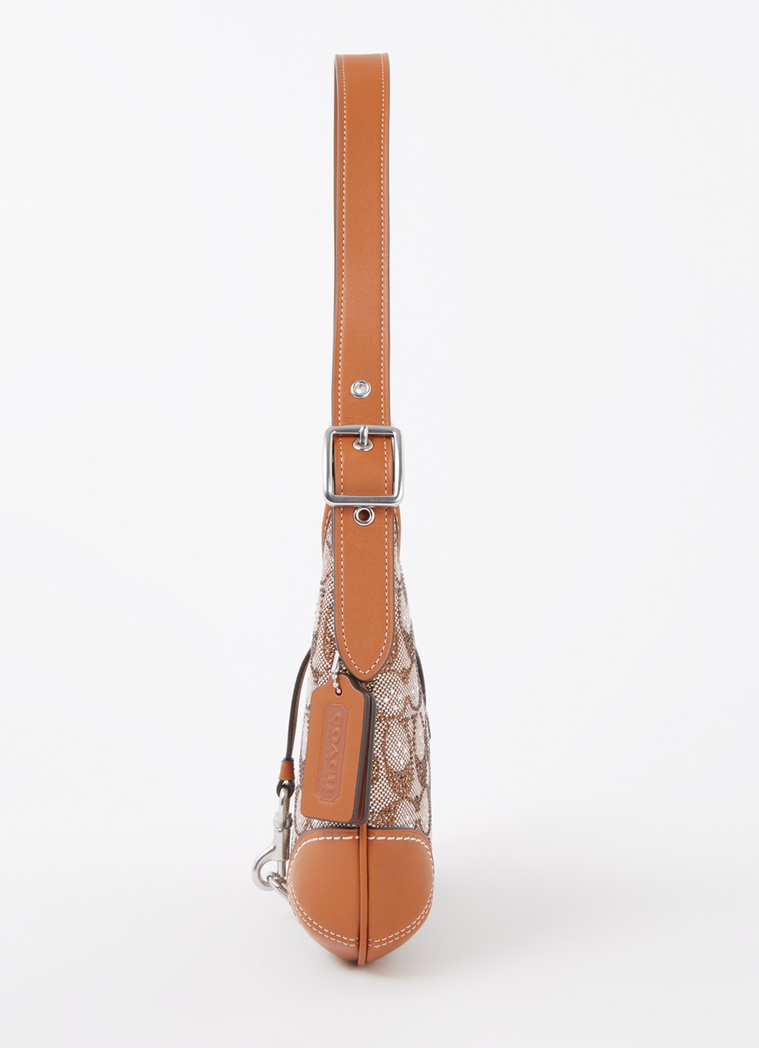 Coach Hamptons schoudertas van leer met strass - detail 2 oranjebruin