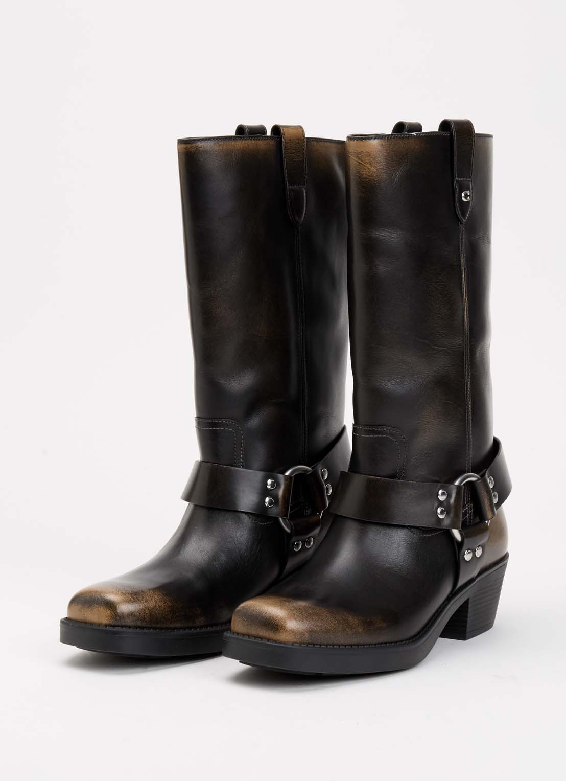 Coach Harness laars van leer - detail 3 donkerbruin