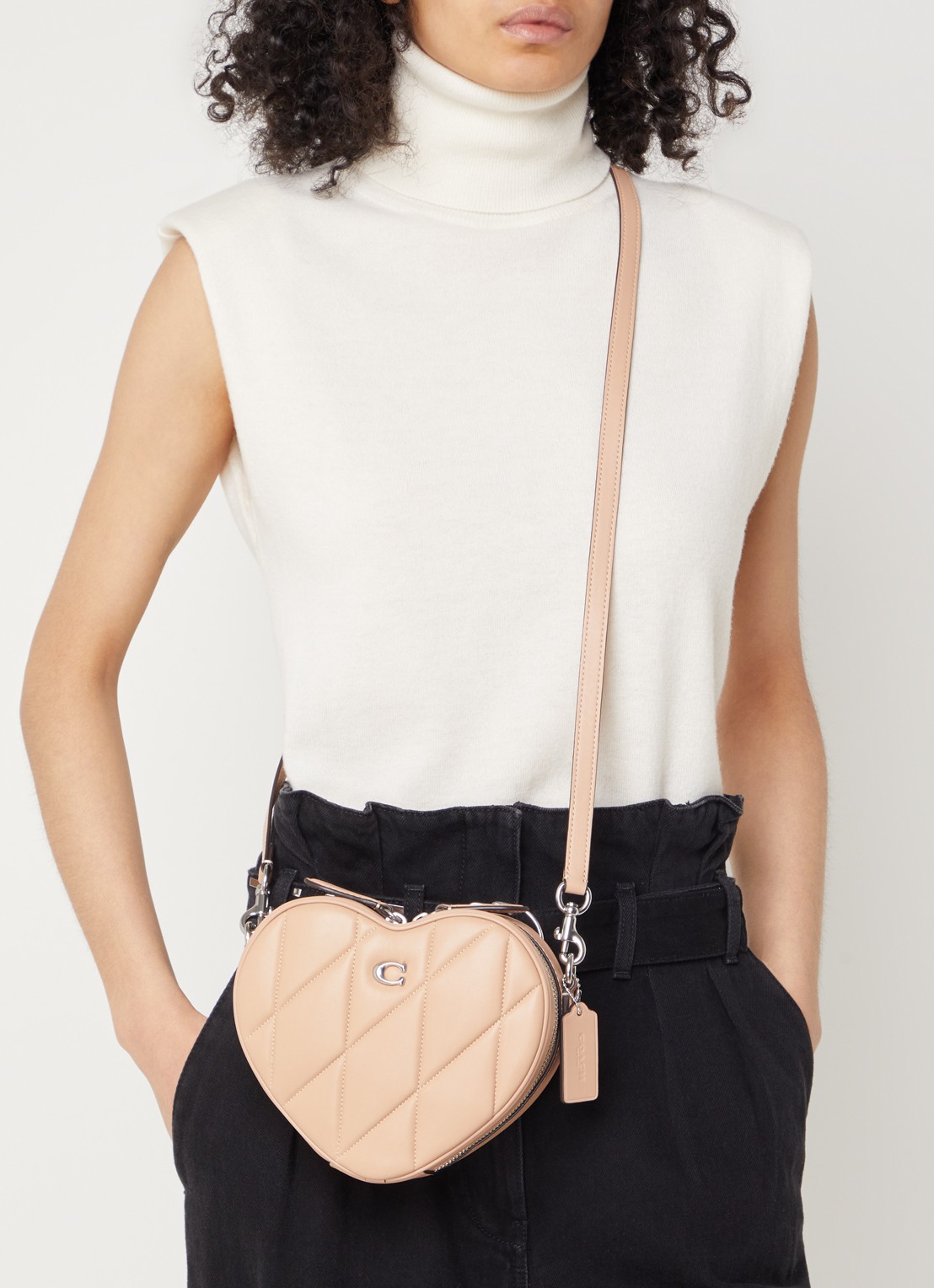 Coach Heart crossbodytas van quilted leer - voorkant 5 zalmroze