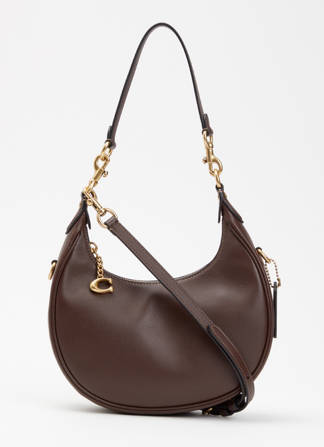 Coach Jonie 22 schoudertas van leer - voorkant donkerbruin