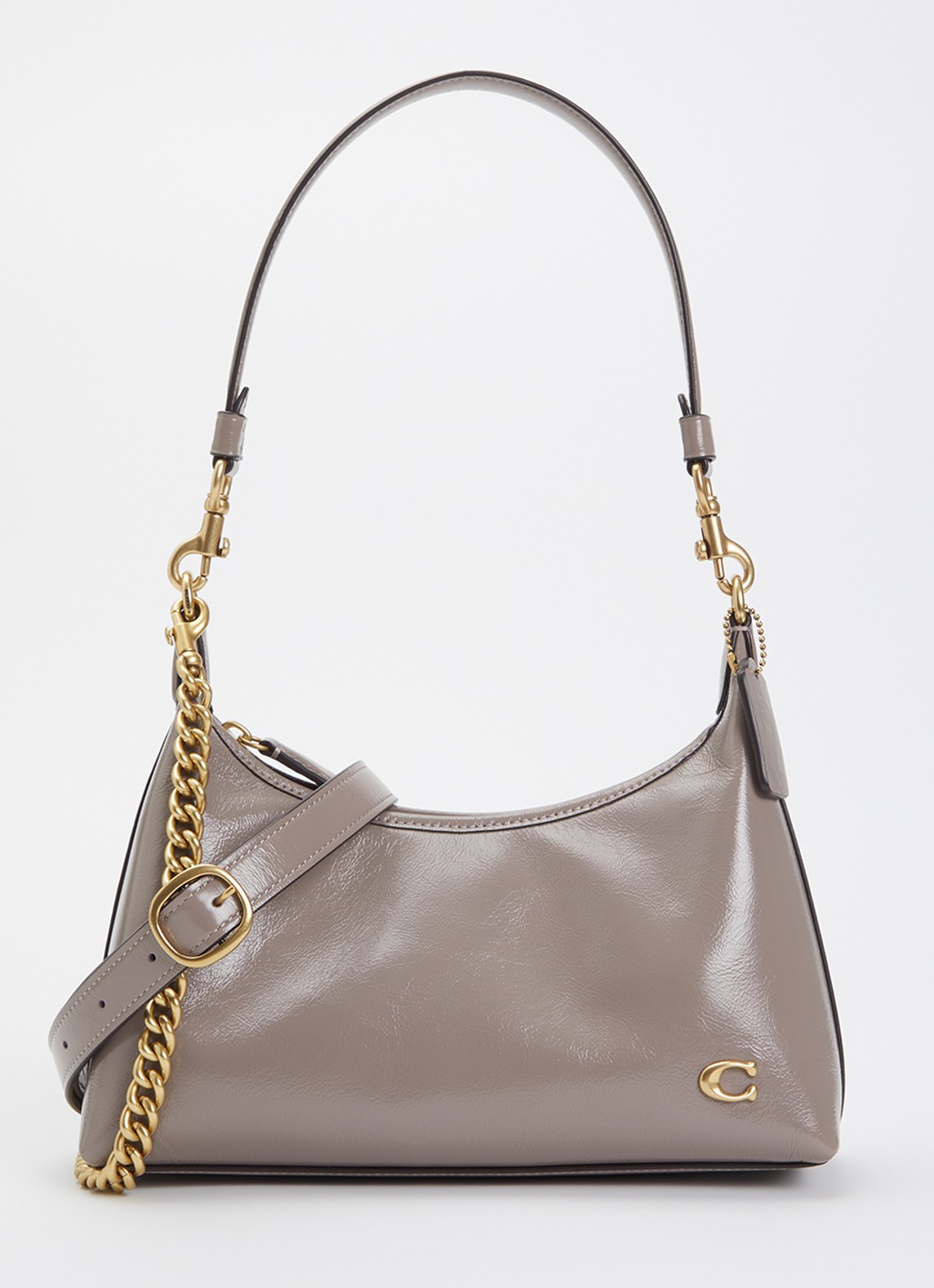 Coach Juliet 25 schoudertas van leer met afneembare schouderriem - voorkant 5 taupe