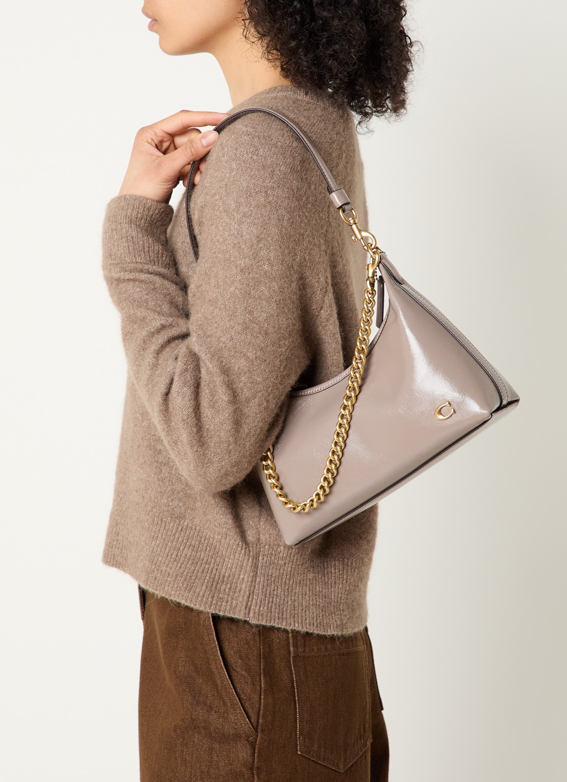 Coach Juliet 25 schoudertas van leer met afneembare schouderriem - voorkant 7 taupe