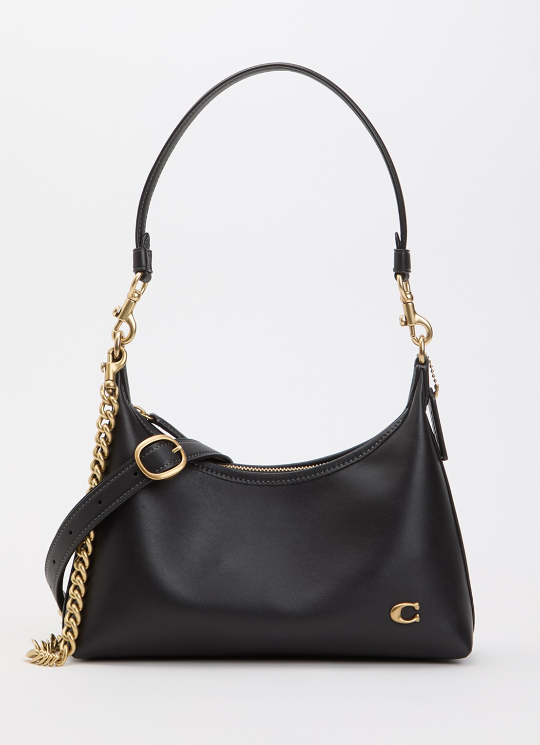 Coach Juliet 25 schoudertas van leer met logo  - voorkant 4 zwart