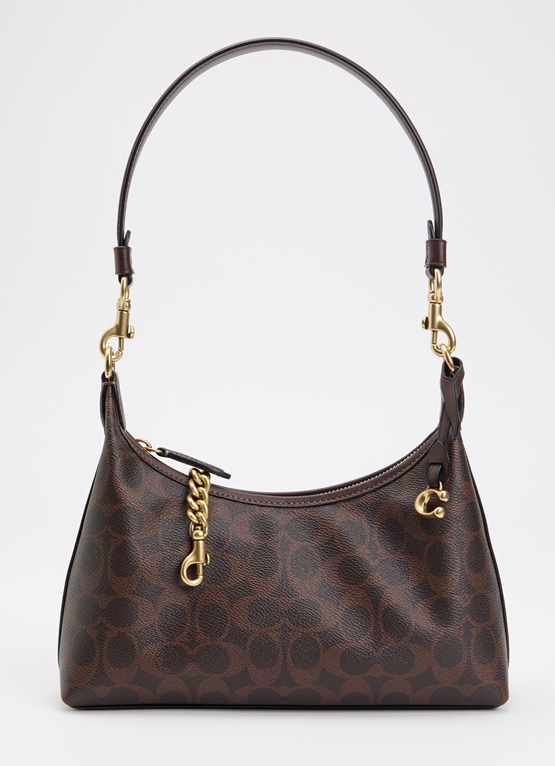 Coach Juliet 25 schoudertas van leer met logoprint - voorkant 2 donkerbruin