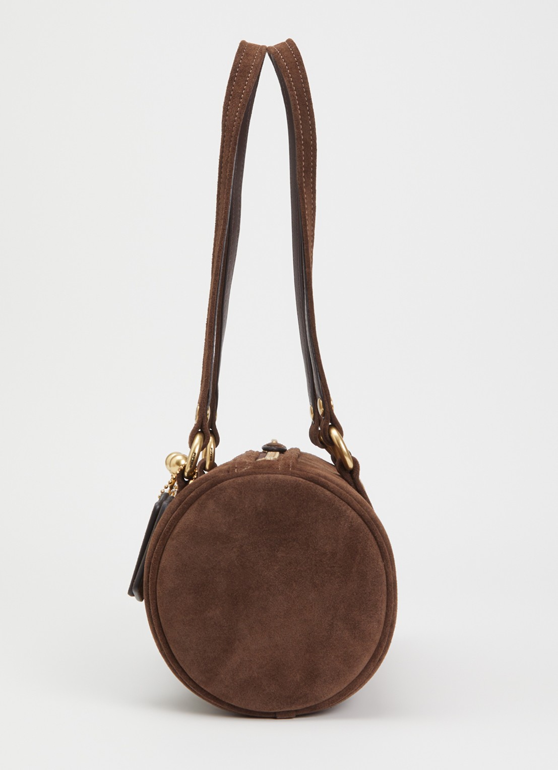 Coach Kiss Barel 28 schoudertas van suède - detail 2 chocoladebruin