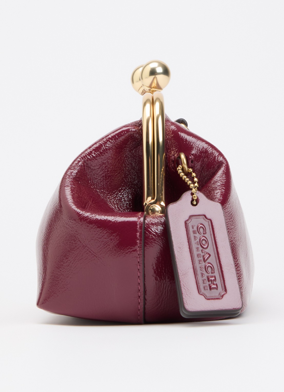 Coach Kisslock Frame 30 clutch van lakleer met afneembare schouderriem - detail 2 cranberryrood