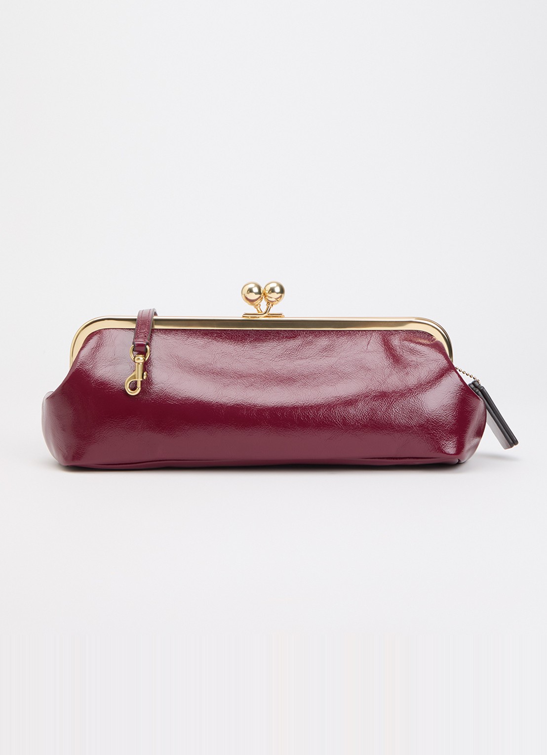 Coach Kisslock Frame 30 clutch van lakleer met afneembare schouderriem - voorkant 5 cranberryrood