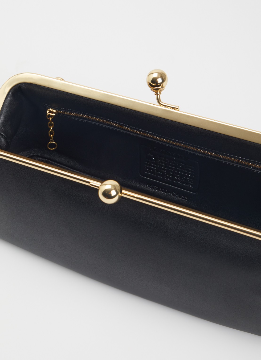 Coach Kisslock Frame 30 clutch van leer met afneembare schouderriem - detail zwart