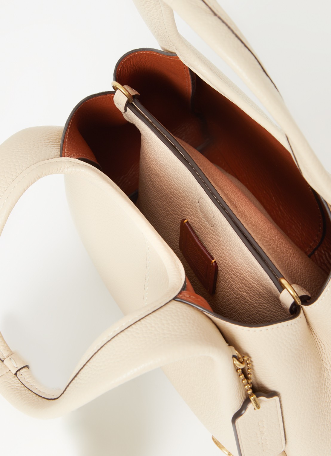 Coach Lana handtas van leer met logo - detail creme