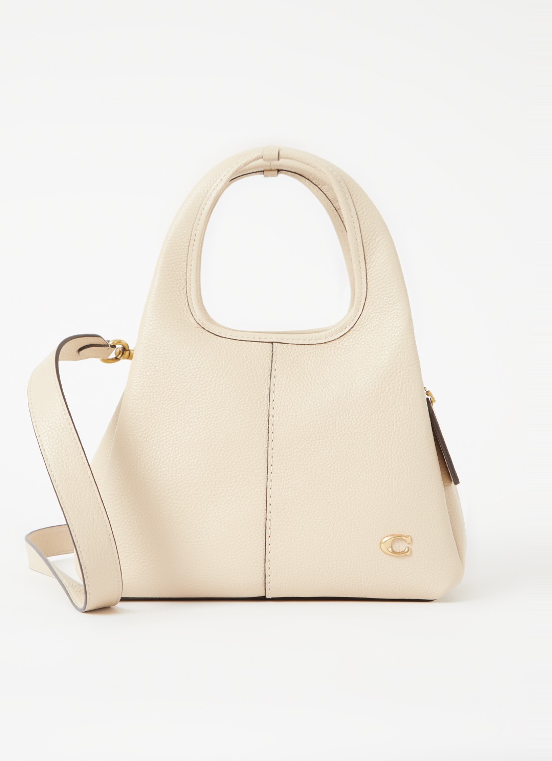 Coach Lana handtas van leer met logo - voorkant 4 creme