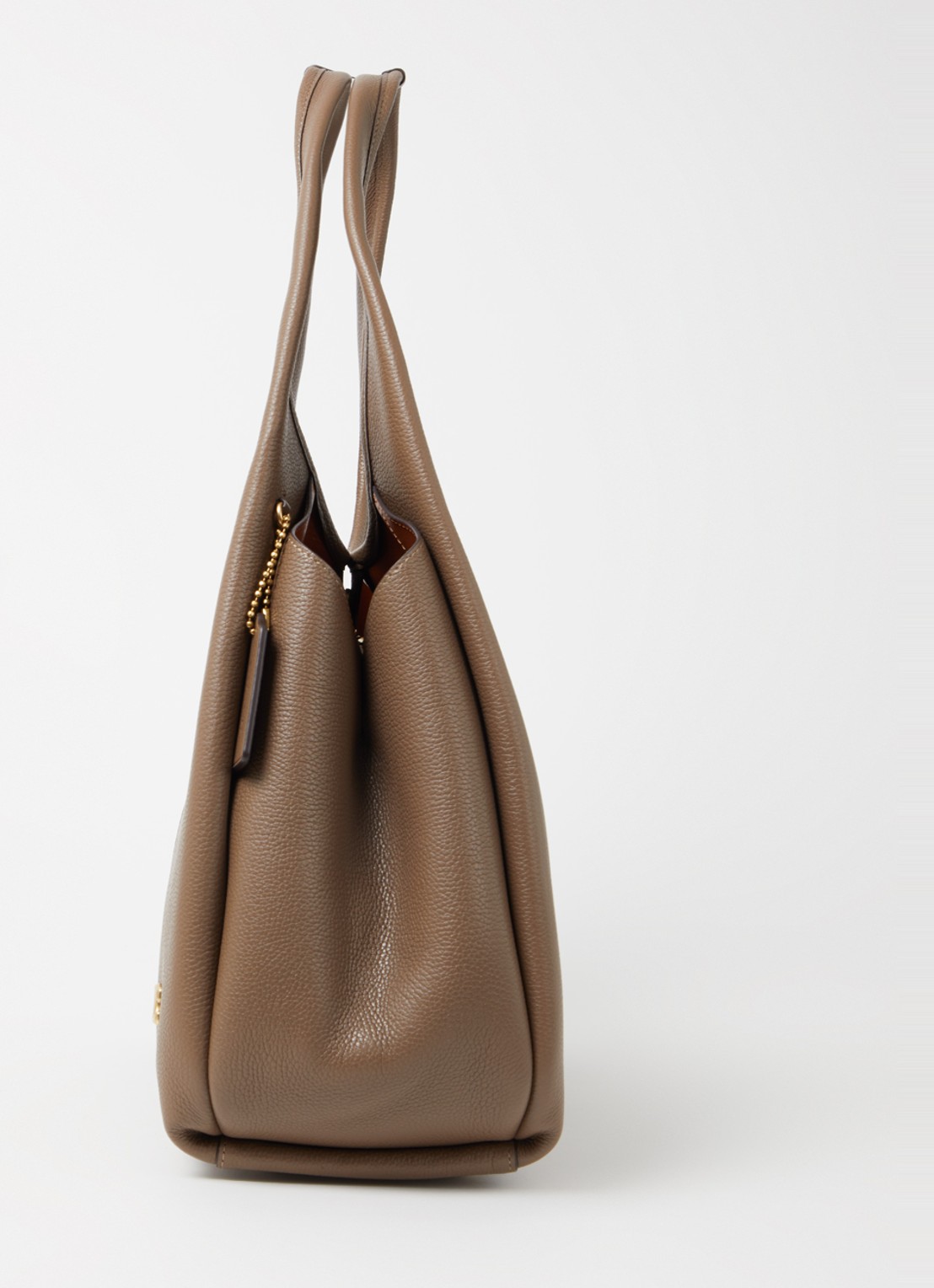 Coach Lana schoudertas van leer met logo - detail 2 lichtbruin